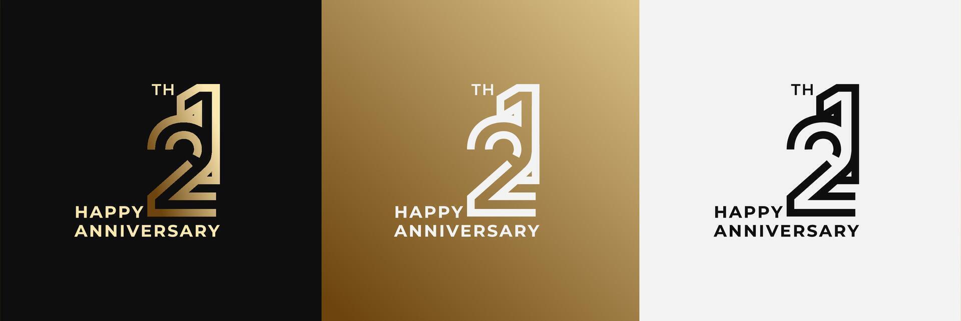 Logo 21th, 21 years anniversary, Creative design template for celebration, birthday, greeting and invitation. Editable file vector