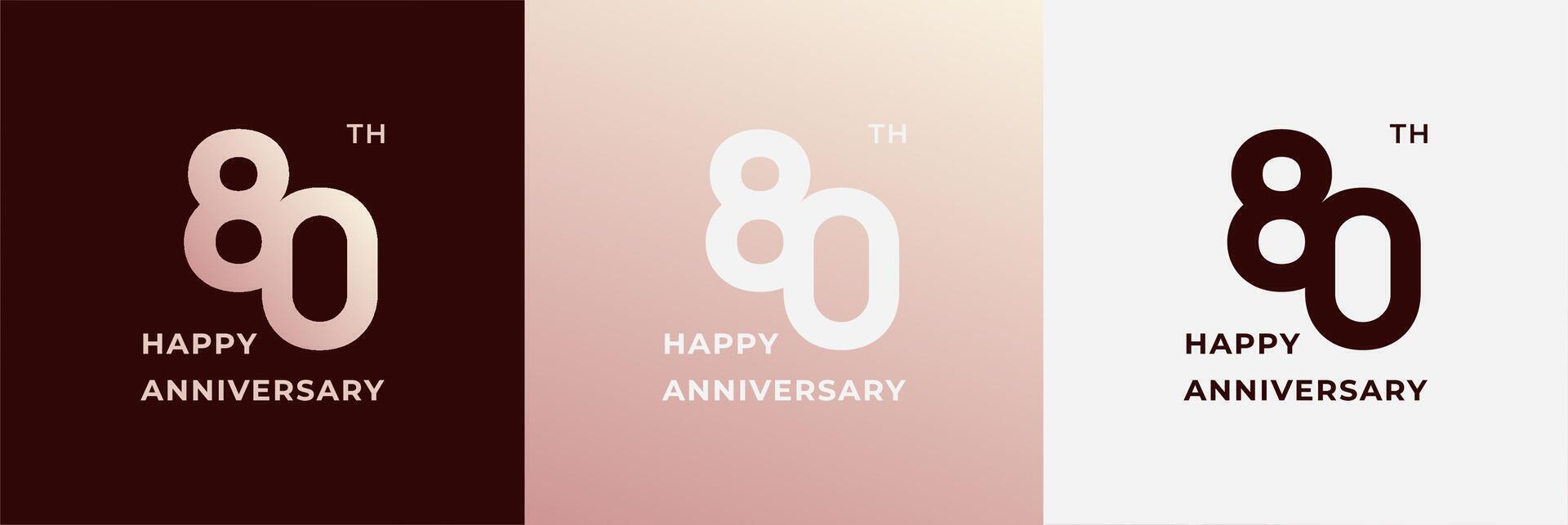 Logo 80th, 80 years anniversary, design template for celebration, birthday, greeting and invitation. Editable file vector