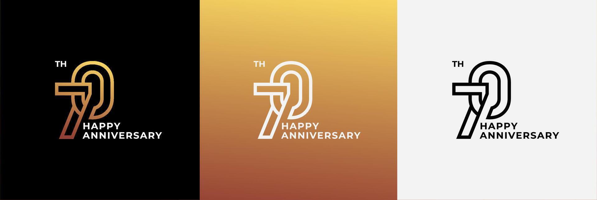 Logo 70th, 70 years happy anniversary, Creative design template for celebration, birthday, greeting and invitation. Editable file vector