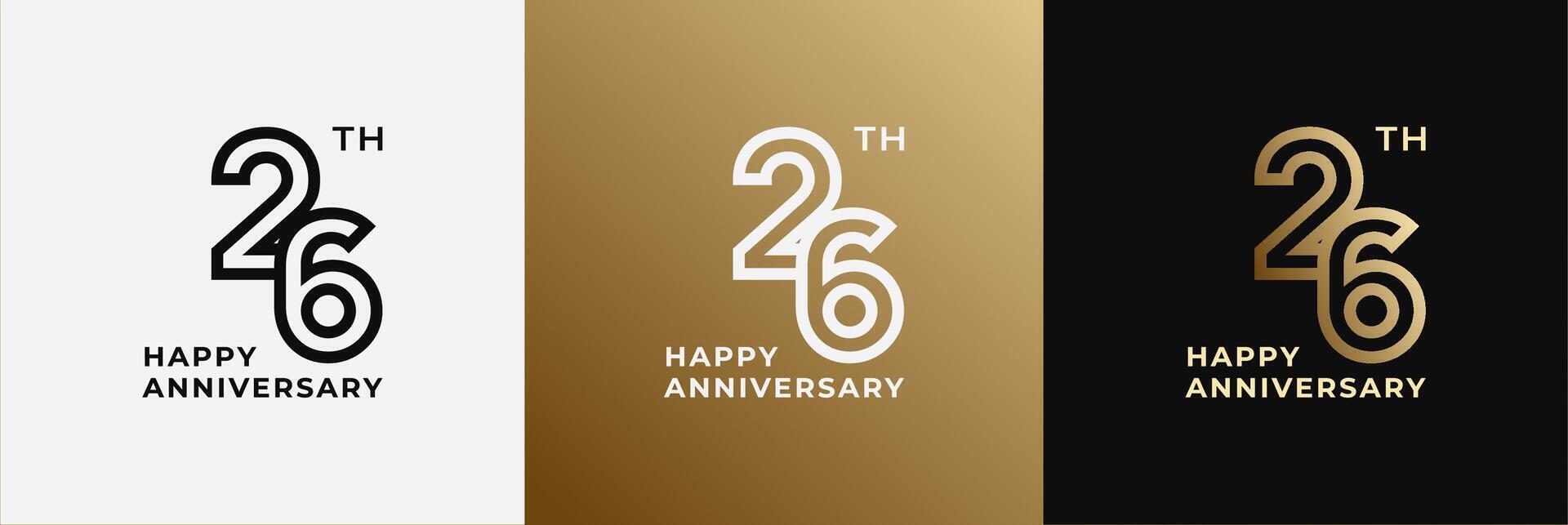 Logo 26th, 26 years anniversary, Creative design template for celebration, greeting and invitation. Editable file vector