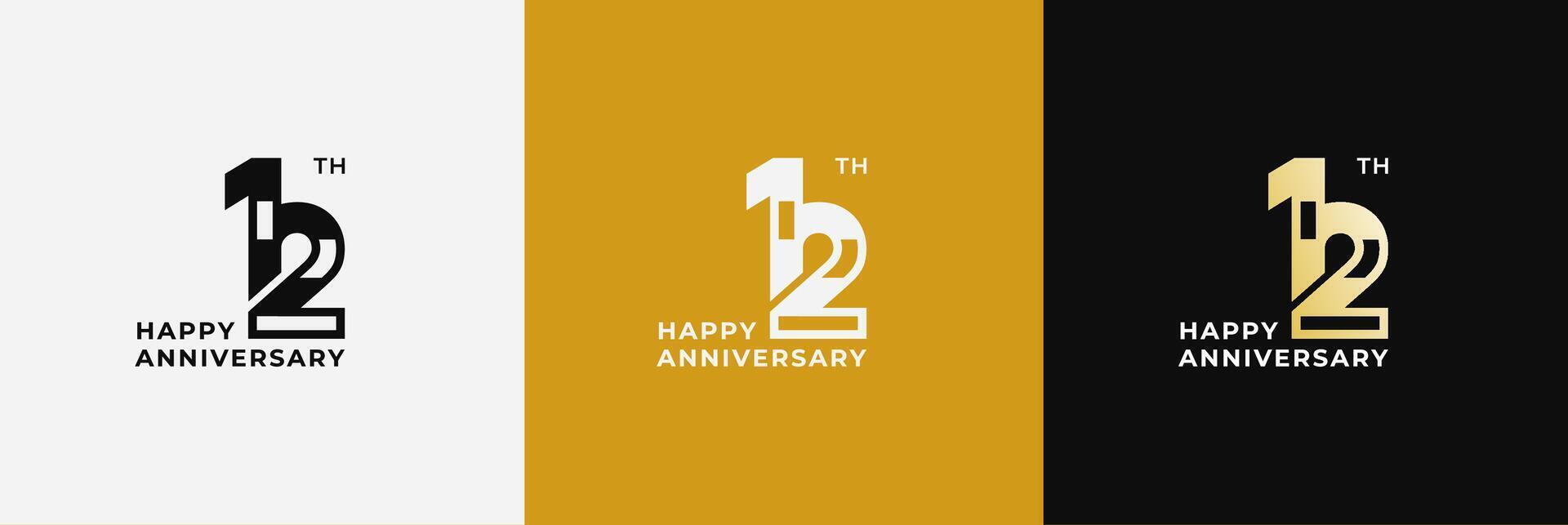 Logo 12th, 12 years anniversary, Creative design template for celebration, greeting, birthday and invitation. Editable file vector