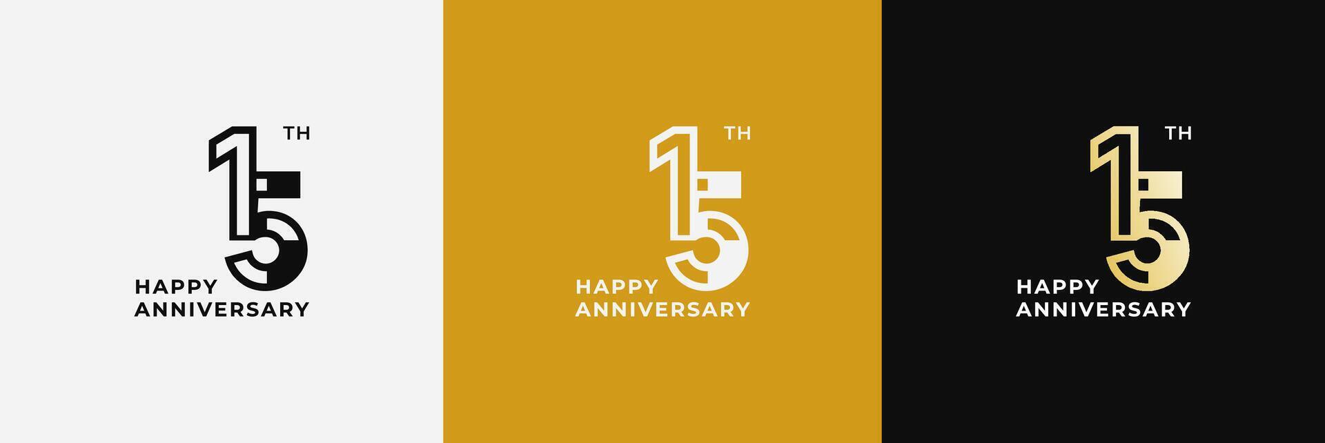 Logo 15th, 15 years anniversary, Creative template for celebration, birthday, greeting and invitation. Editable file vector