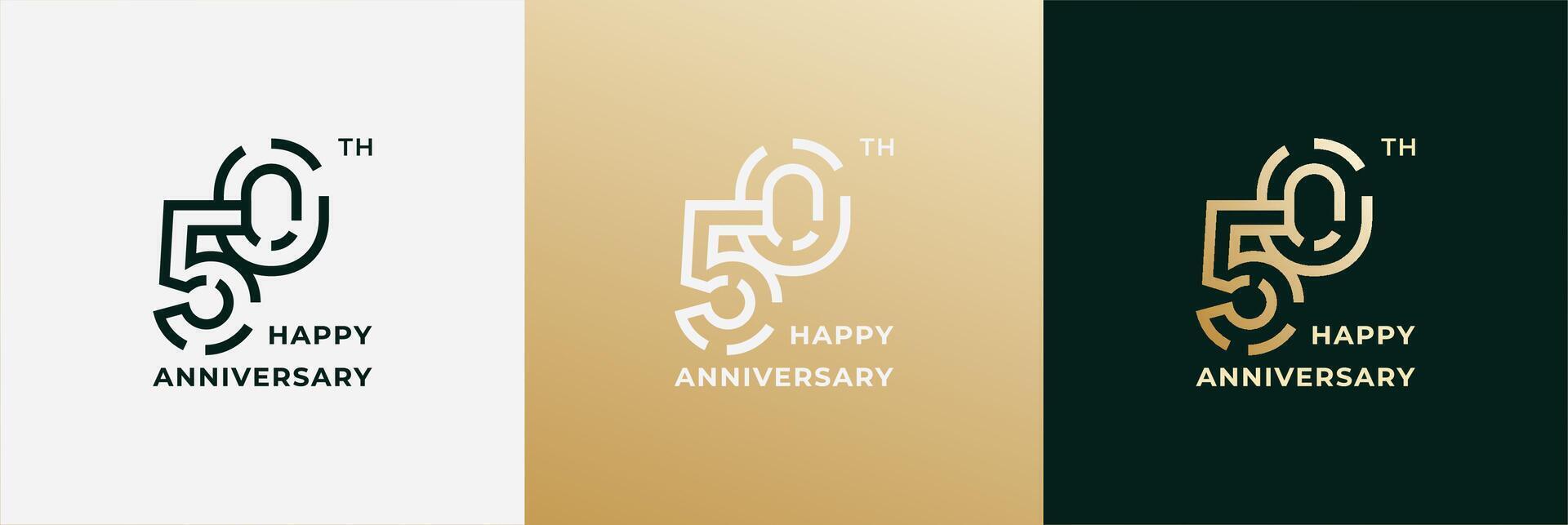Logo 50th, 50 years anniversary, Creative design template for celebration, birthday, greeting and invitation. Editable file vector
