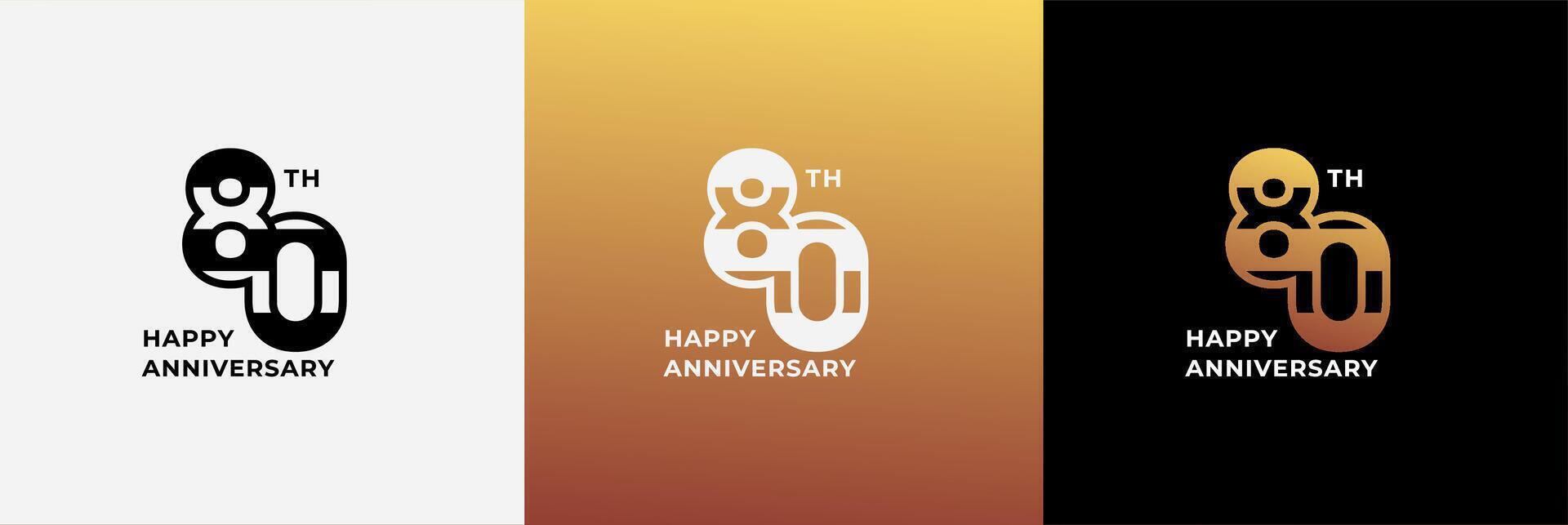 Logo 80th, 80 years anniversary, Creative template for celebration, birthday, greeting and invitation. Editable file vector