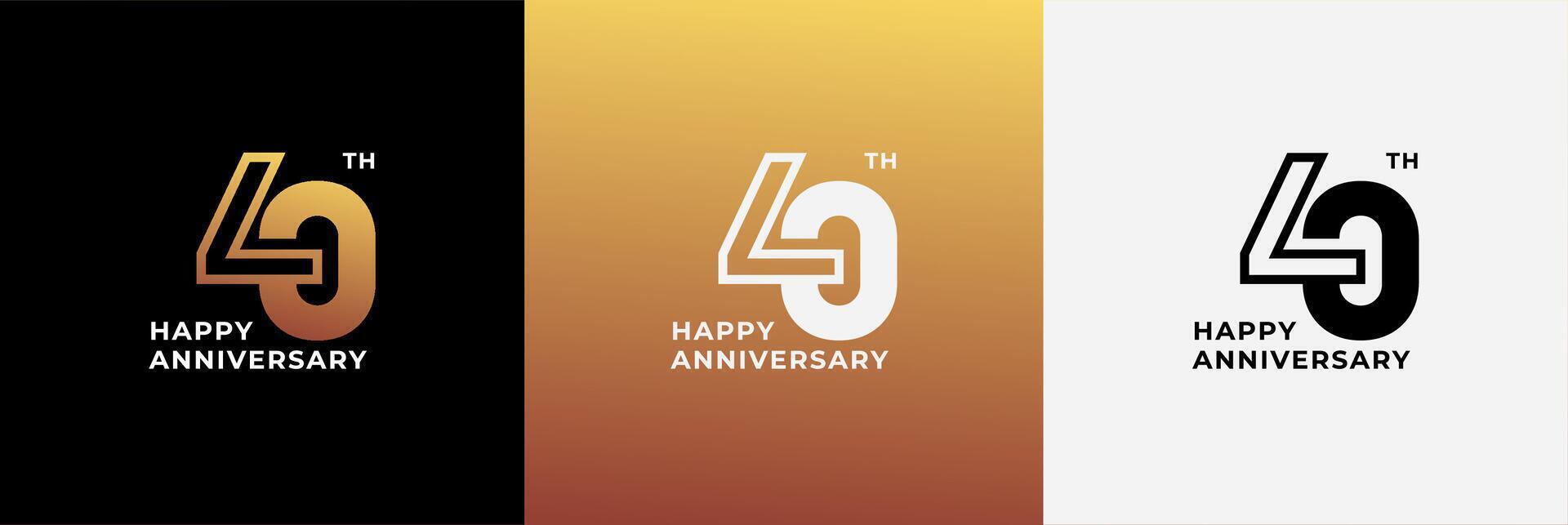 Logo 40th, 40 years anniversary, Creative template for celebration, birthday, greeting and invitation. Editable file vector