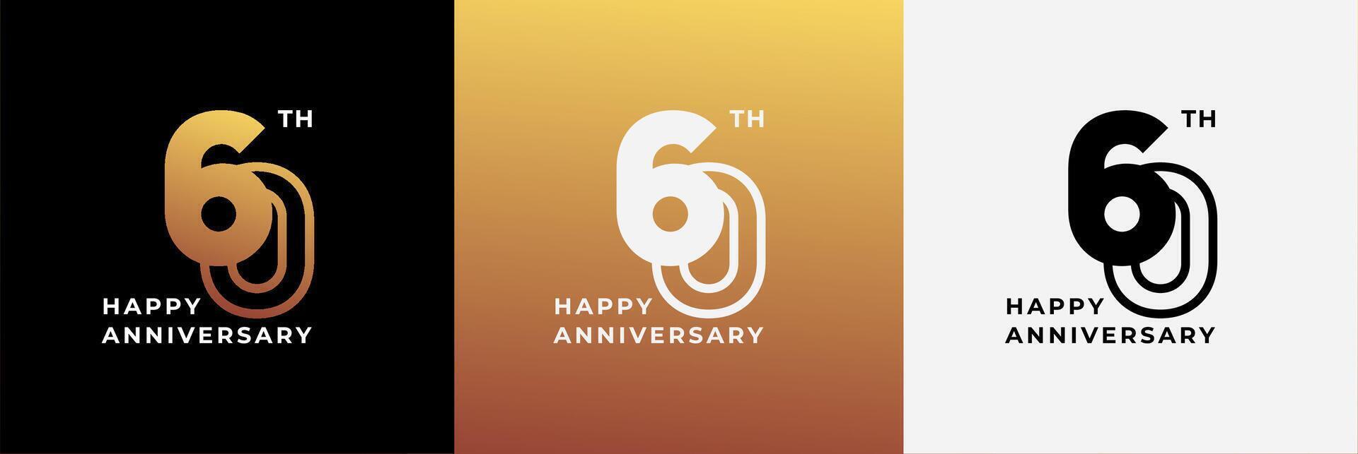 Logo 60th, 60 years anniversary, Creative design template for celebration, birthday, greeting and invitation. Editable file vector