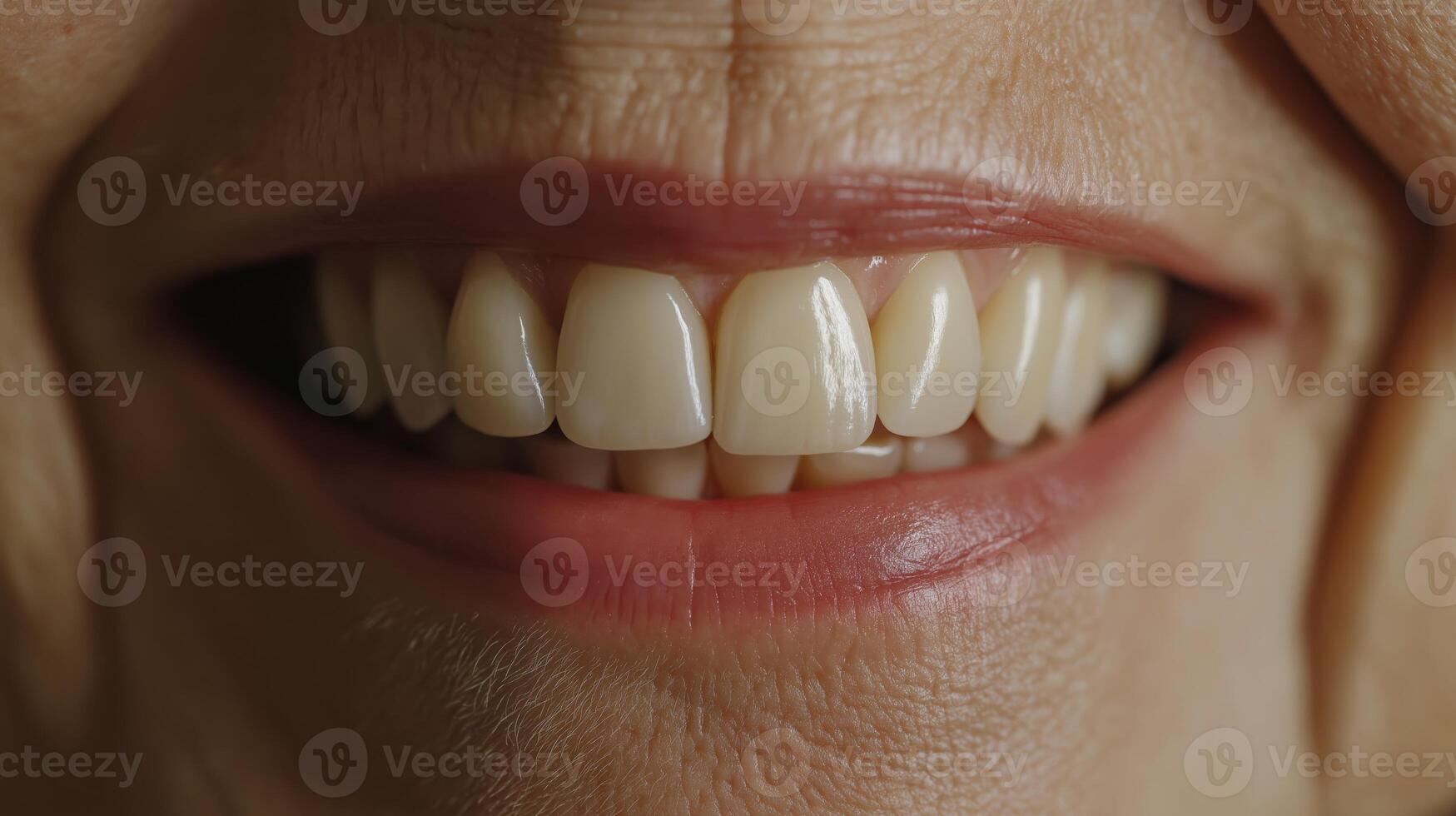 CloseUp of Elderly Woman's Smile with White Teeth for Dental Care, Senior Healthcare, and Oral Hygiene Concepts photo