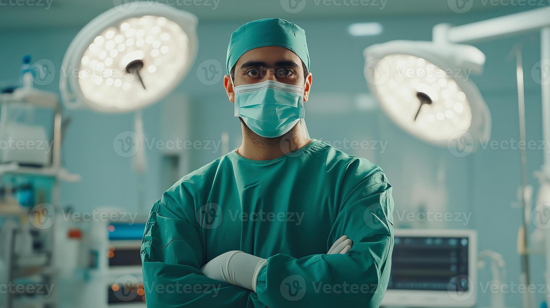 Confident Arabian Surgeon in Modern Operating Room Environment, Medical Healthcare Concept photo