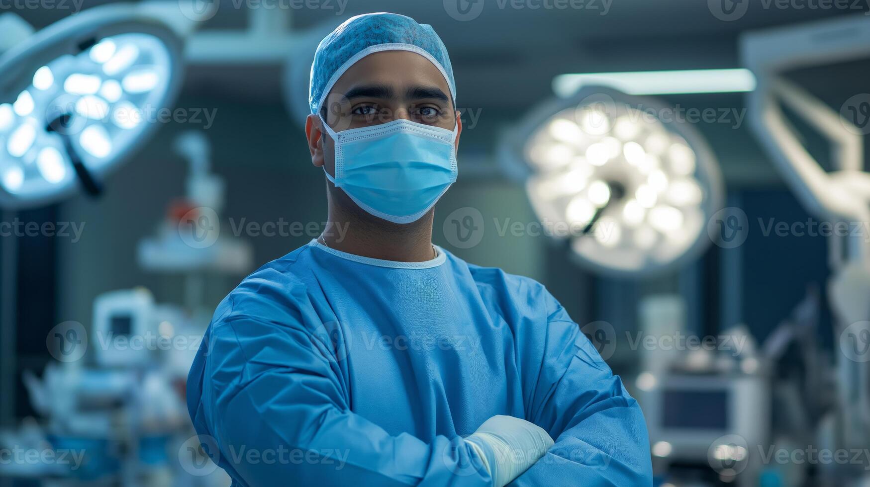 Confident Young Male Indian Surgeon in Operating Room, Medical Team, Healthcare Professionals, Stock Photography for Health Industry photo