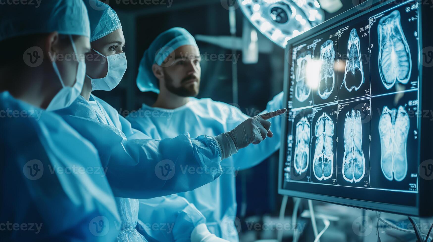 The Medical Team is analyzing Brain Imaging in a Hospital for effective diagnosis and treatment photo