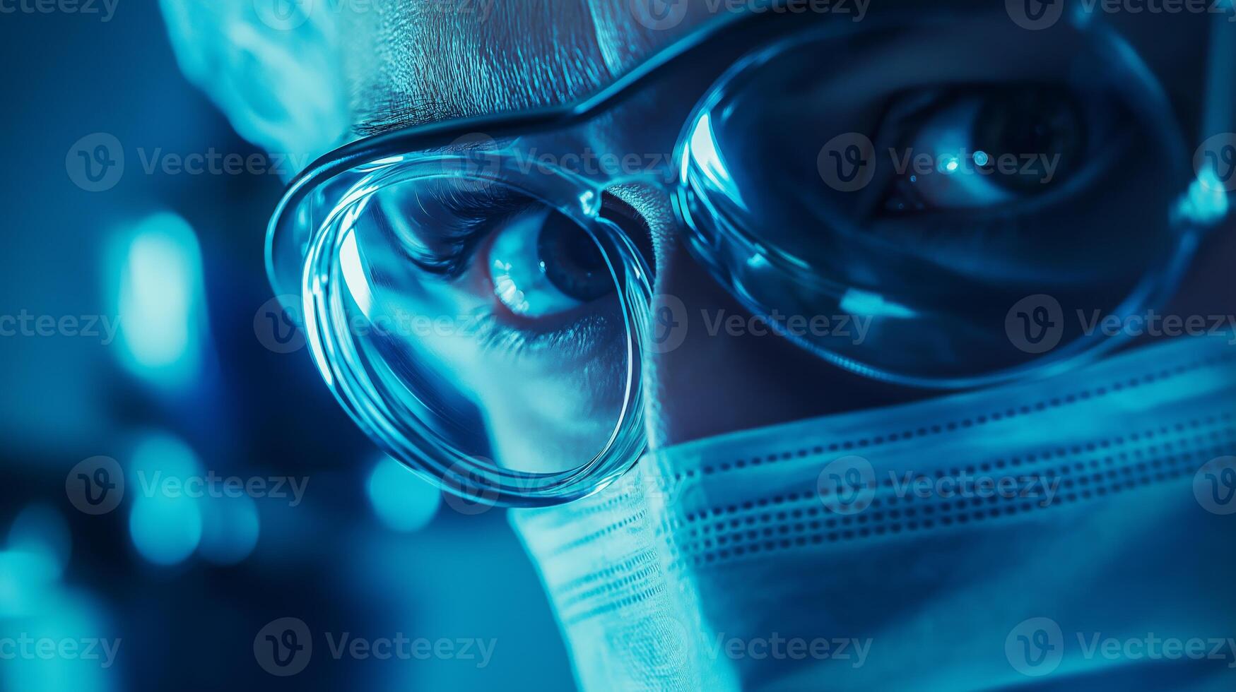 CloseUp of Surgeon Wearing Magnifying Surgical Loupe in a Medical Setting for Healthcare and Medical Themes photo