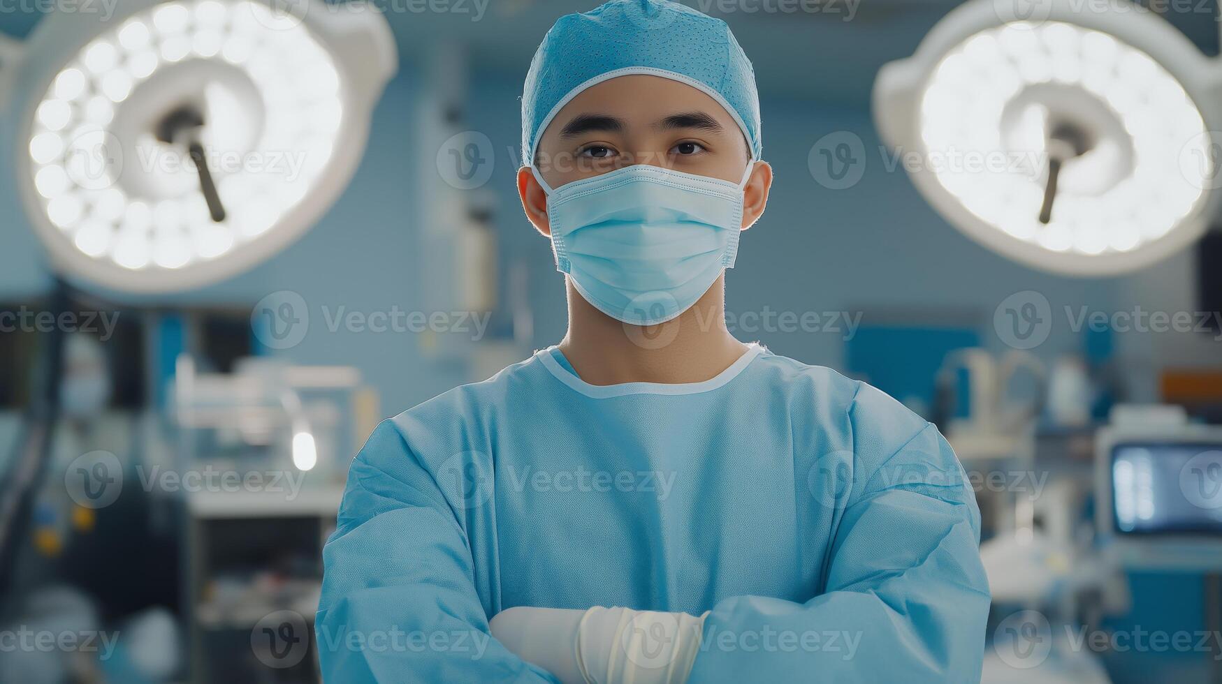 Central Asian Surgeon in Operating Room, Medical Professional, Hospital Environment, Healthcare photo