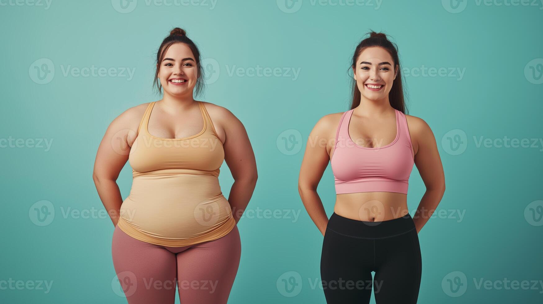 Body Transformation Before and After, Smiling Women, Health and Fitness Journey, Weight Loss Progress photo