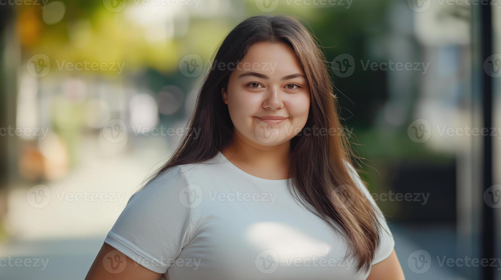 Confident Teenage Girl Standing Outdoors in Sunlight, Smiling and Looking at the Camera, Perfect for Stock Photography and Diversity Representation photo