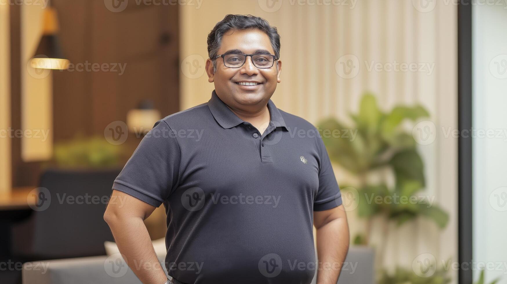 Professional Portrait of a Mid40s Indian Man in Office Setting for Corporate Use and Marketing Design photo