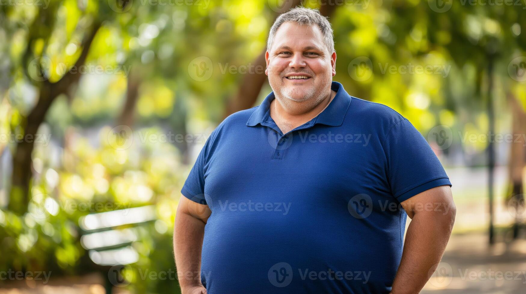 MiddleAged Man Enjoying a Sunny Day in Nature, Perfect for Wellness and Lifestyle Concepts photo