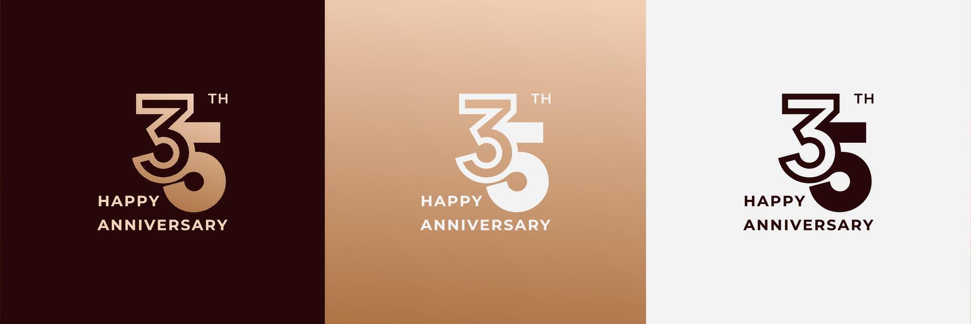Logo 35th, 35 years anniversary, Creative design template for celebration, birthday, greeting. Editable file vector