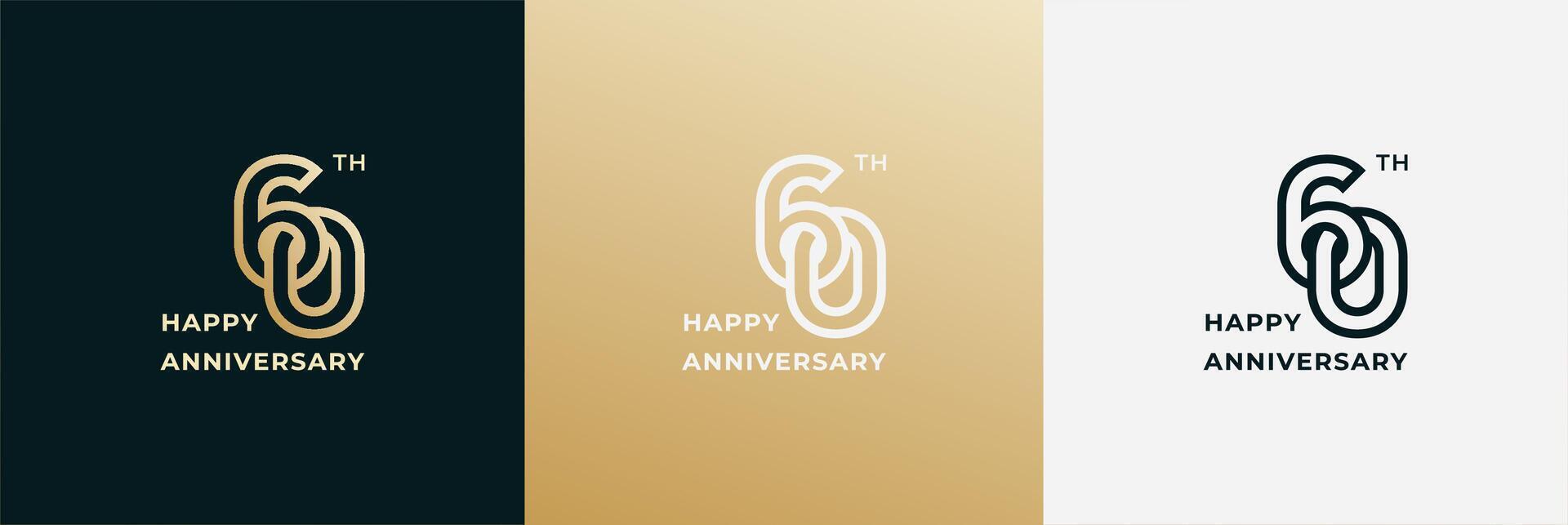 Logo 60th, 60 years anniversary, Creative design template for celebration, greeting and invitation. Editable file vector