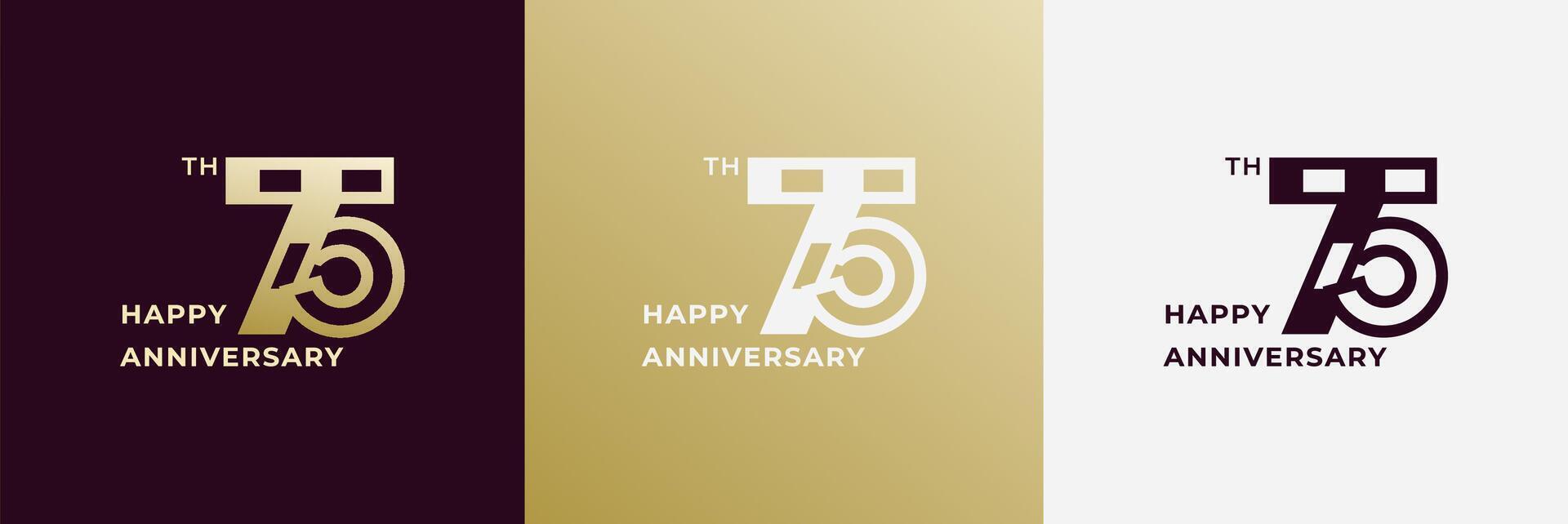 Logo 75th, 75 years anniversary, Creative design template for celebration, birthday and invitation. Editable file vector