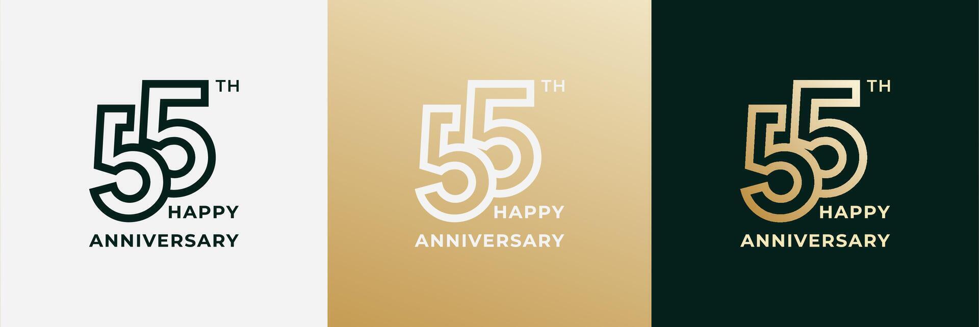 Logo 55th, 55 years anniversary, Creative design template for celebration, greeting and invitation. Editable file vector