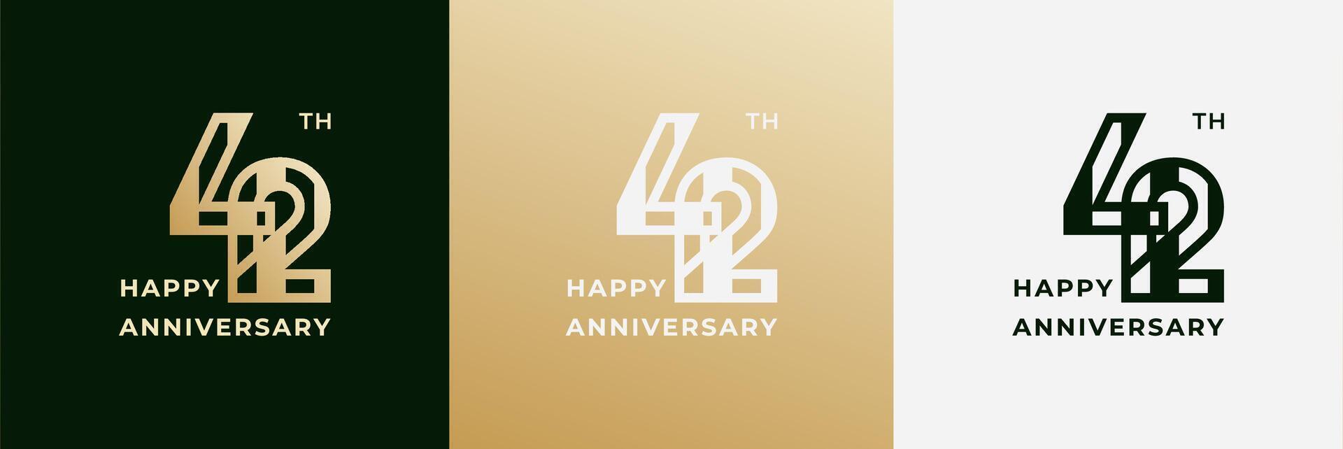 Logo 42th, 42 years happy anniversary, Creative design template for celebration, birthday, greeting and invitation. Editable file vector