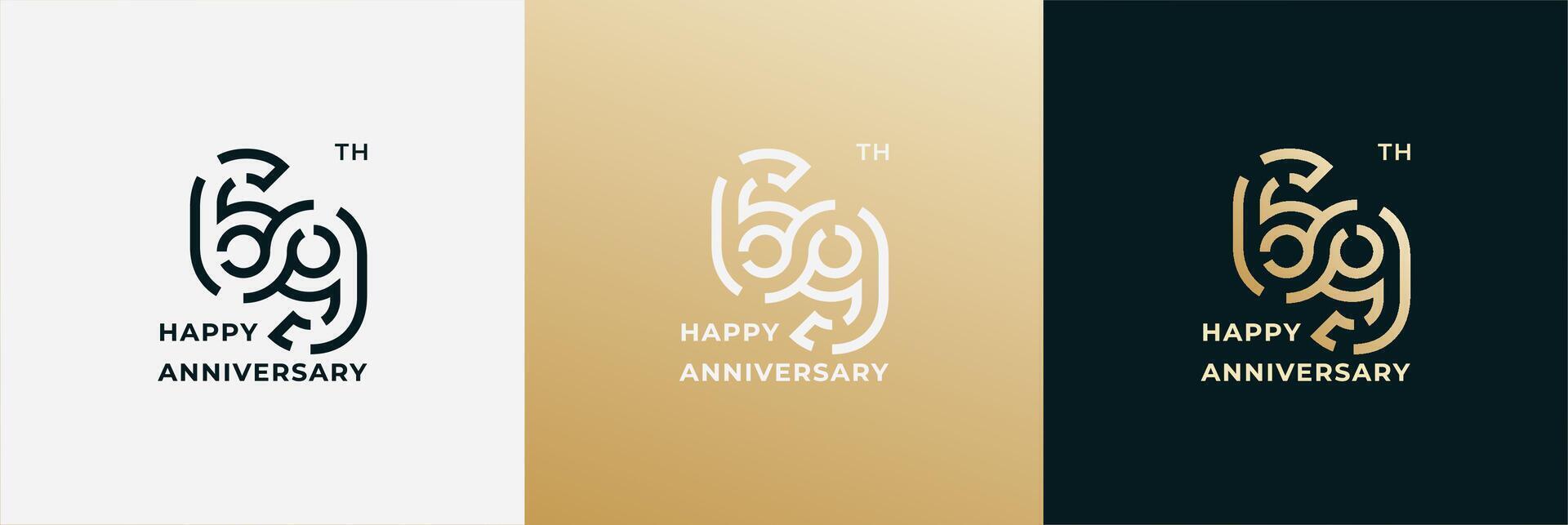 Logo 69th, 69 years anniversary, Creative design template for celebration, birthday, greeting and invitation. Editable file vector