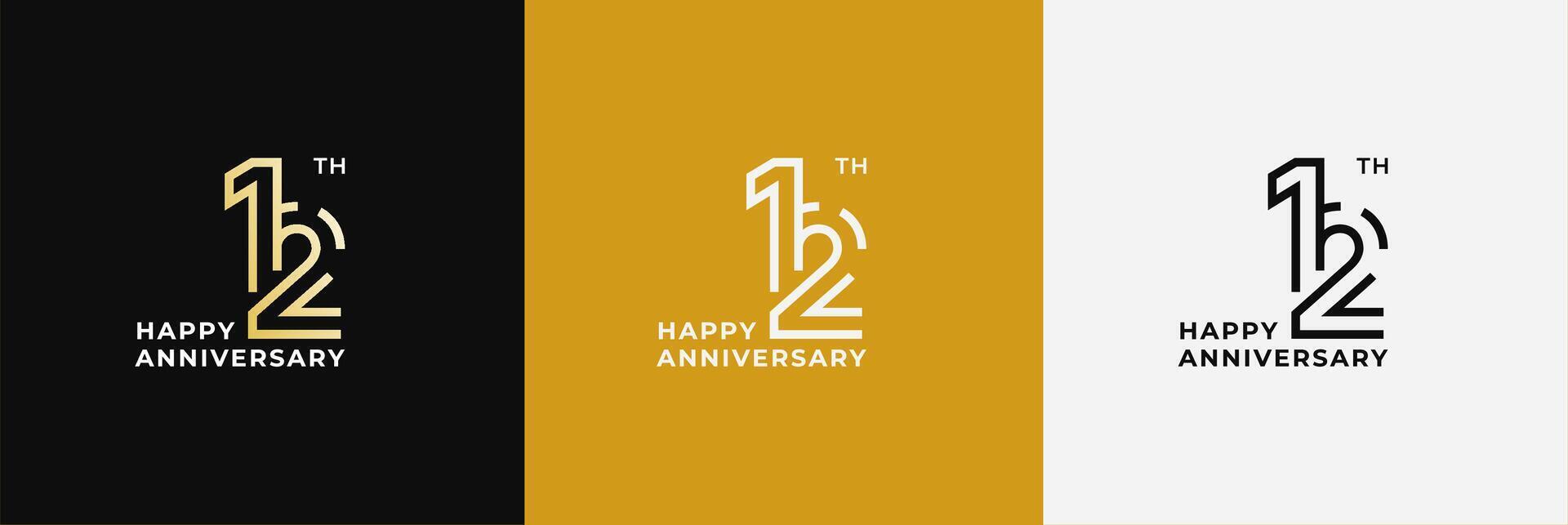 Logo 12th, 12 years anniversary, Creative design template for celebration, birthday, greeting and invitation. Editable file vector