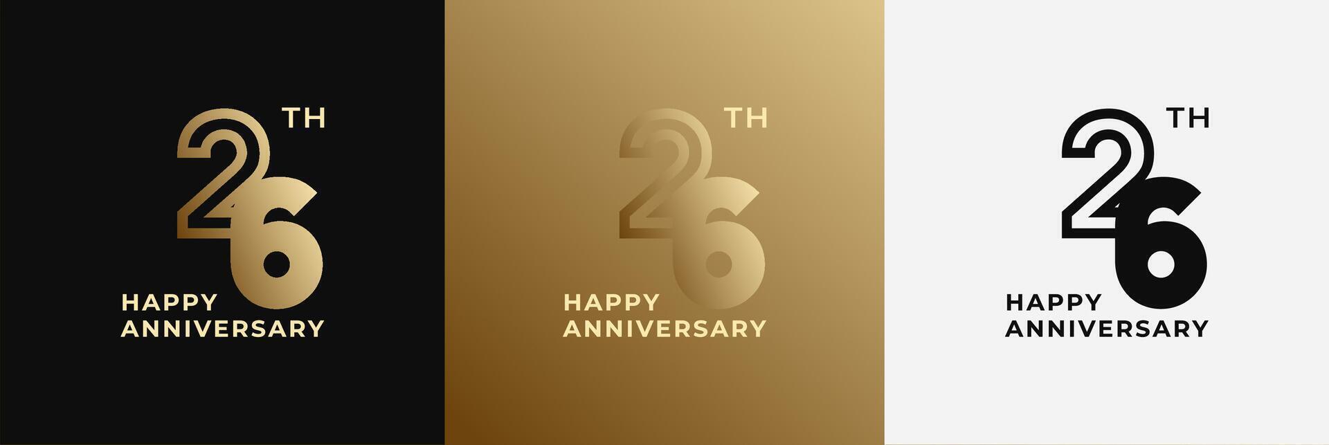 Logo 26th, 26 years anniversary, Creative design template for celebration, birthday, greeting. Editable file vector