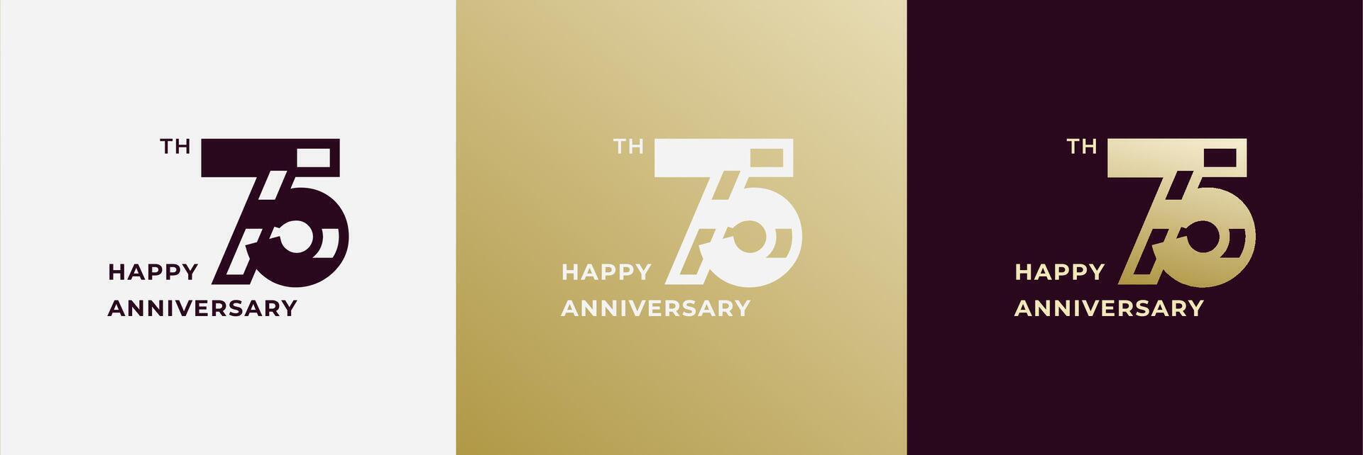 Logo 75th, 75 years happy anniversary, Creative design template for celebration, birthday, greeting and invitation. Editable file vector