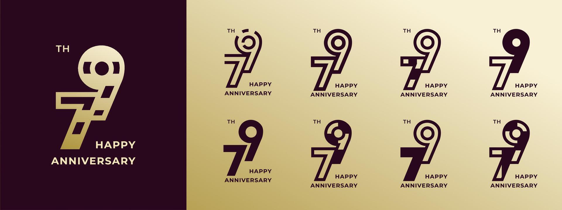 Logo 79th, years happy anniversary gold, Creative design template for celebration, birthday, greeting and invitation. Editable file vector