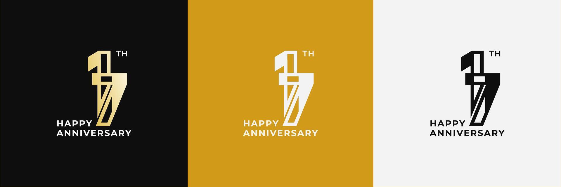 Logo 17th, 17 years happy anniversary, Creative design template for celebration, birthday, greeting and invitation. Editable file vector