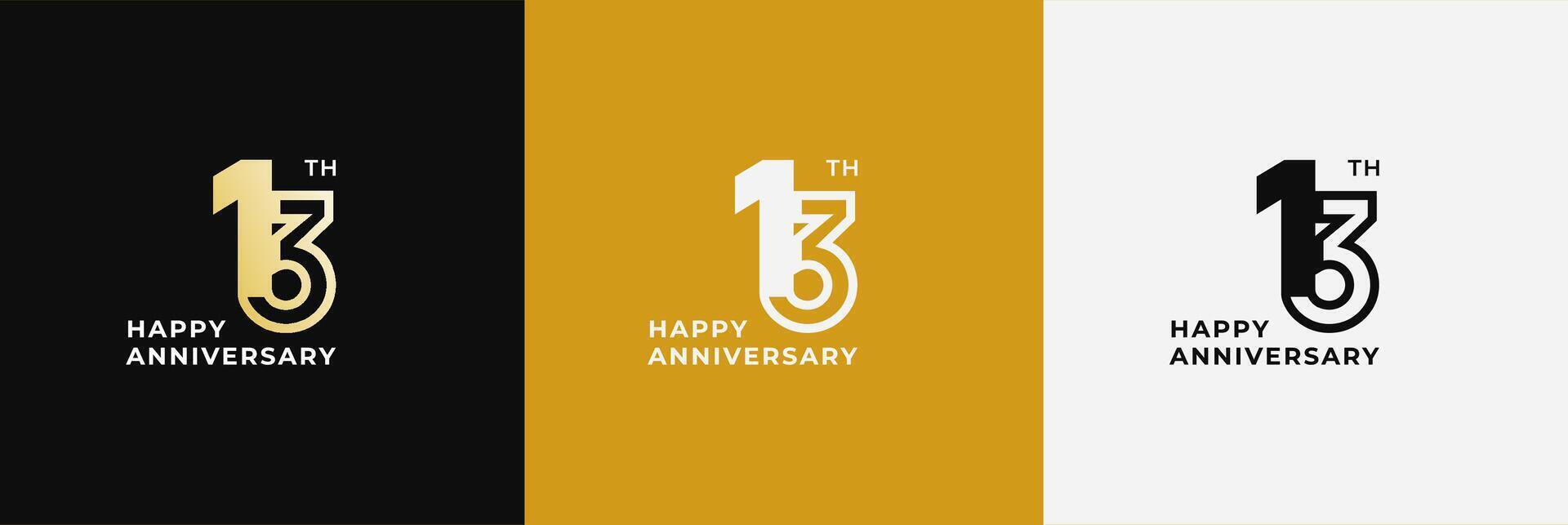 Logo 13th, 13 years anniversary, Creative design template for celebration, birthday and invitation. Editable file vector