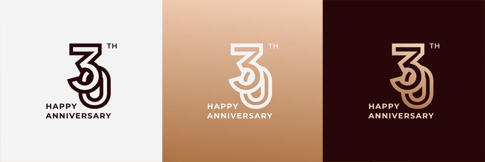 Logo 30th, 30 years anniversary, Creative design template for celebration, greeting and invitation. Editable file vector