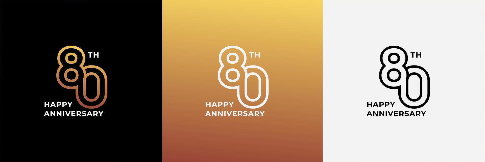Logo 80th, 80 years happy anniversary, Creative design template for celebration, birthday, greeting and invitation. Editable file vector