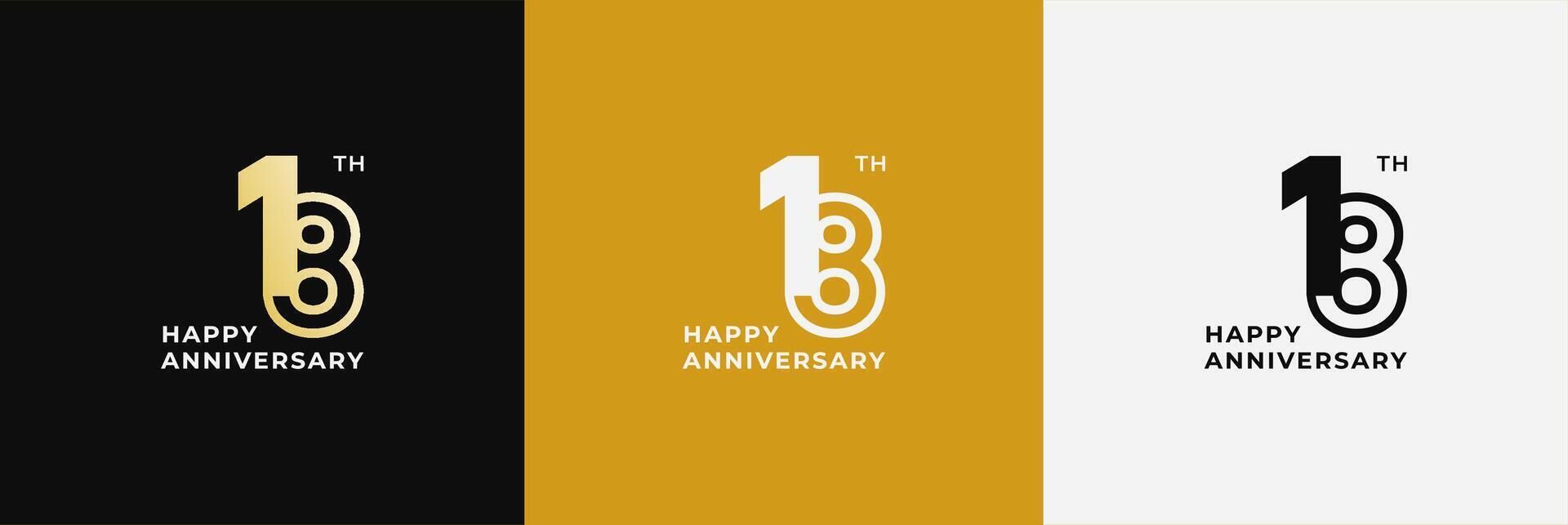 Logo 18th, 18 years anniversary, Creative design template for celebration, birthday and invitation. Editable file vector