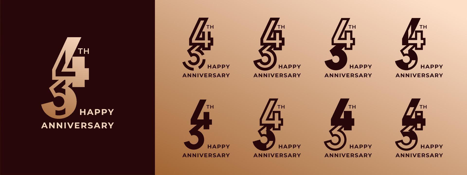 Logo 34th, years happy anniversary gold, Creative design template for celebration, birthday, greeting and invitation. Editable file vector