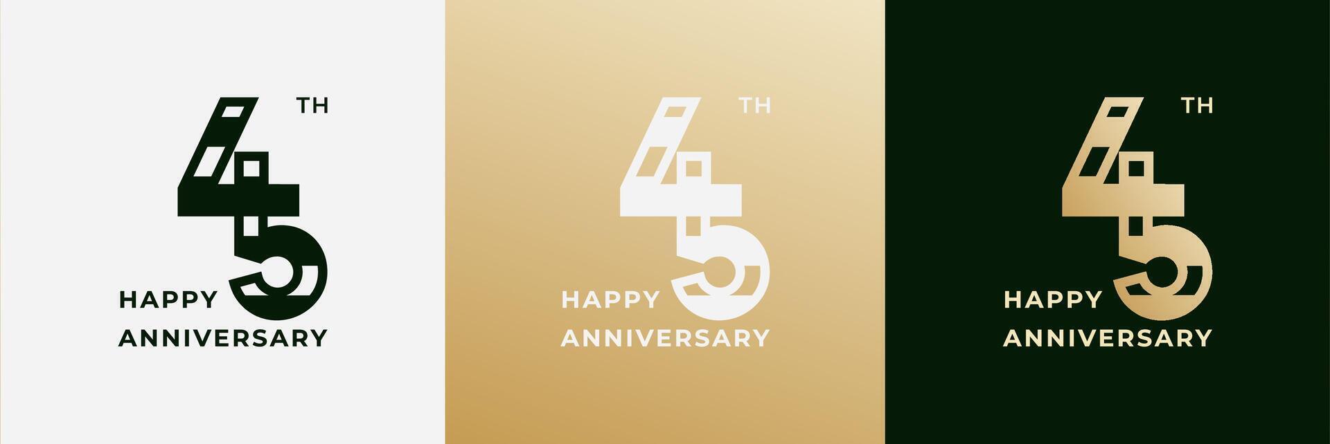 Logo 45th, 45 years anniversary, Creative design template for celebration, greeting, birthday and invitation. Editable file vector