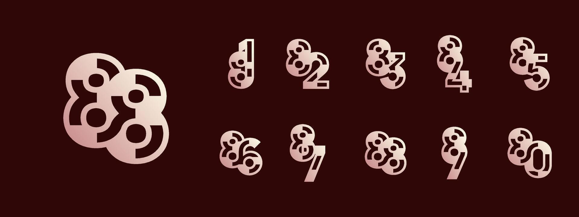 Logo 81th-89th, 81-89 years happy anniversary, Creative design template for celebration, birthday, greeting. Editable file vector