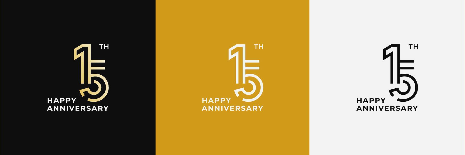 Logo 15th, 15 years anniversary, Creative design template for celebration, birthday, greeting and invitation. Editable file vector
