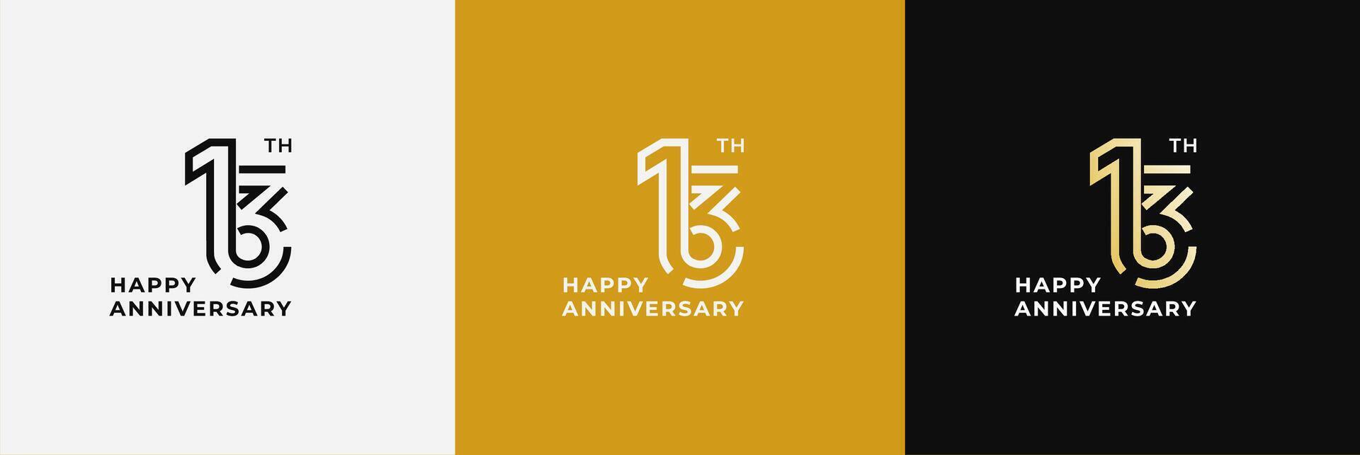 Logo 13th, 13 years anniversary, Creative design template for celebration, birthday, greeting and invitation. Editable file vector