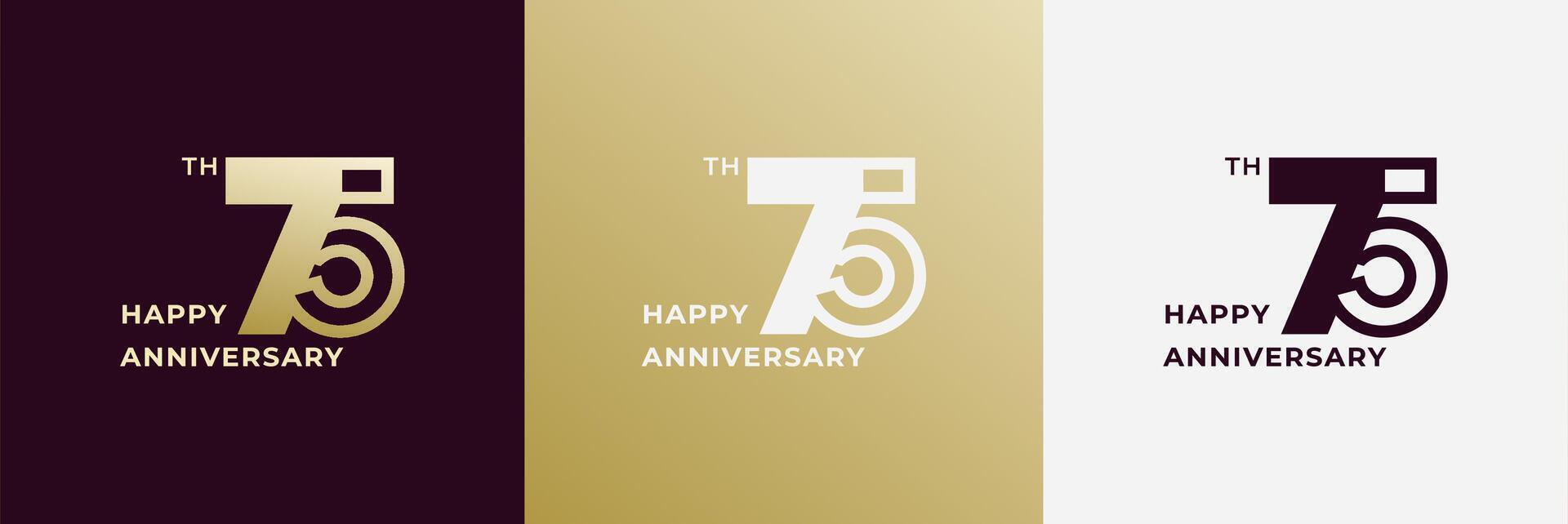 Logo 75th, 75 years anniversary, Creative design template for celebration, birthday, greeting. Editable file vector