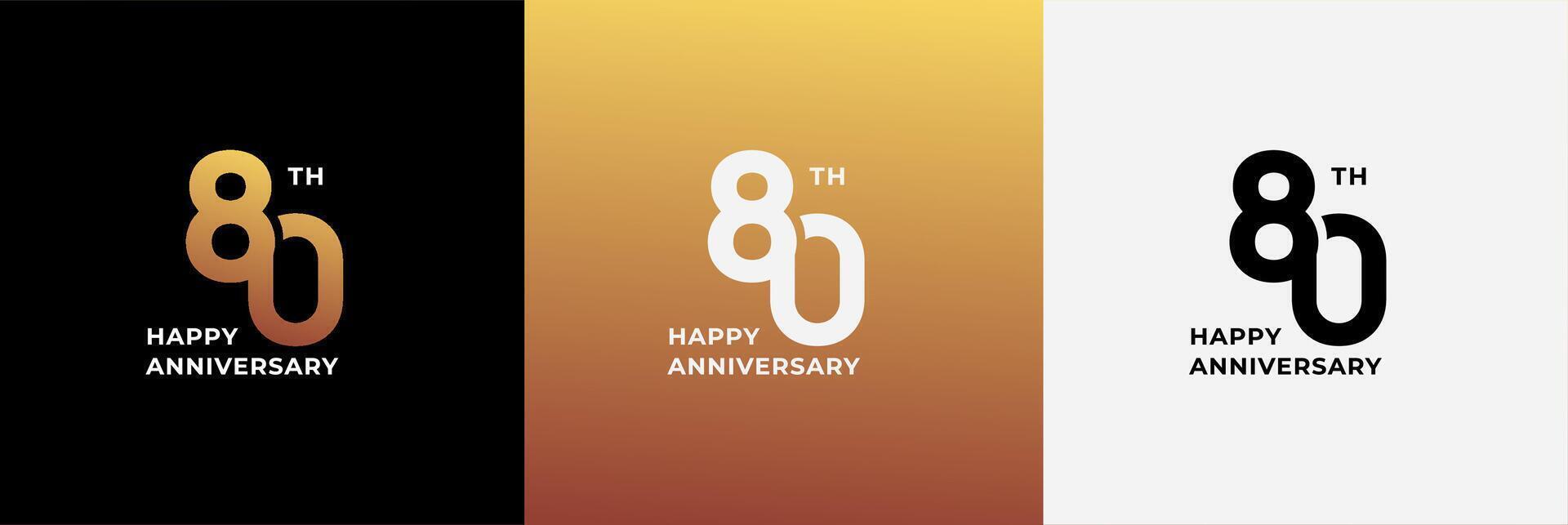 Logo 80th, 80 years anniversary, Creative design template for celebration, birthday, greeting. Editable file vector