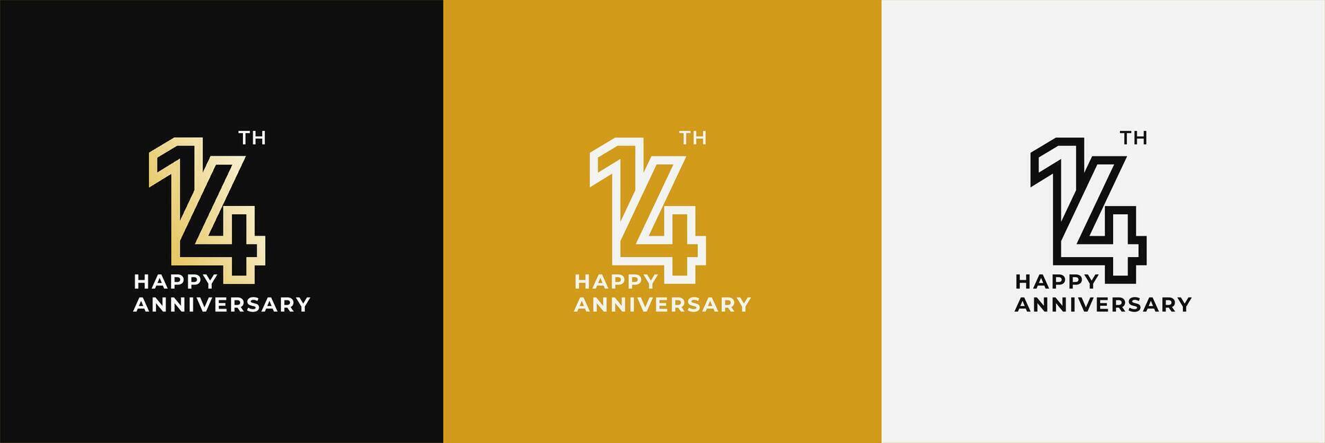 Logo 14th, 14 years anniversary, Creative design template for celebration, greeting and invitation. Editable file vector