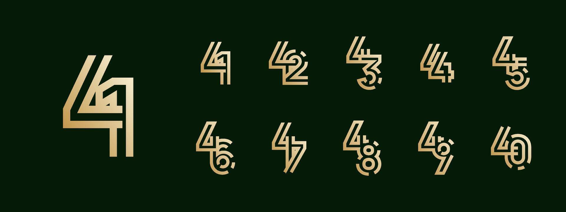 Logo 41th-49th, 41-49 years happy anniversary, Creative design template for celebration, birthday, greeting and invitation. Editable file vector
