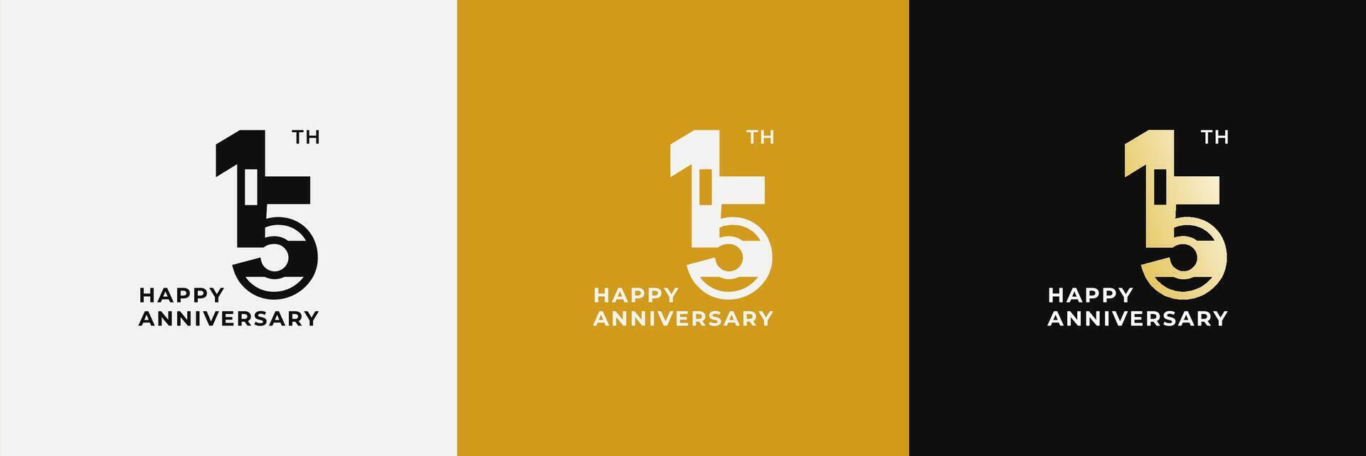 Logo 15th, 15 years anniversary, Creative design template for celebration, greeting, birthday and invitation. Editable file vector