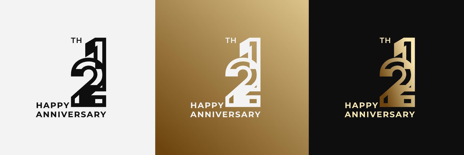 Logo 21th, 21 years anniversary, design template for celebration, birthday, greeting and invitation. Editable file vector