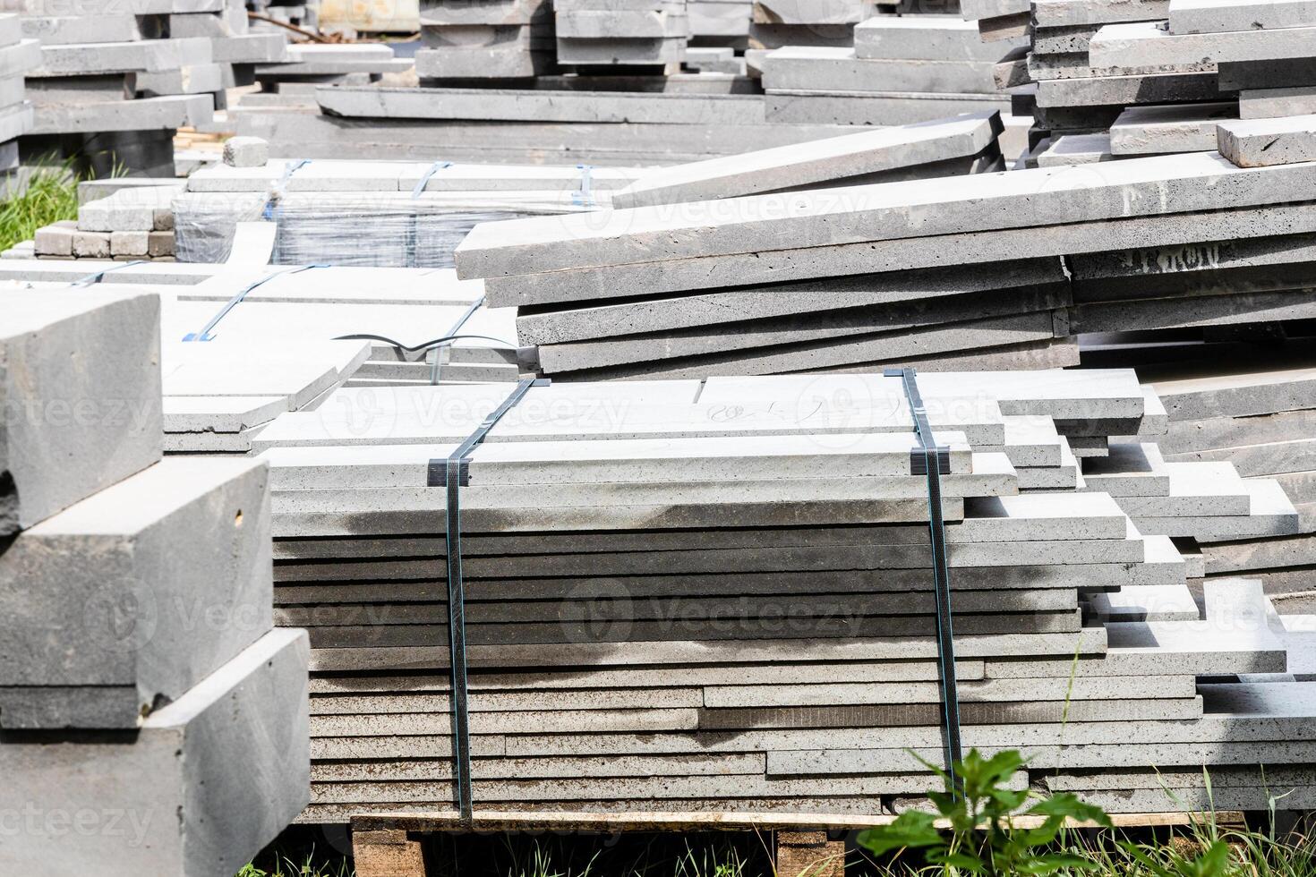 concrete slabs and curbs for repair of city square photo