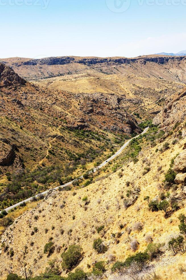 top view of road in Noravank canyon near monastery photo