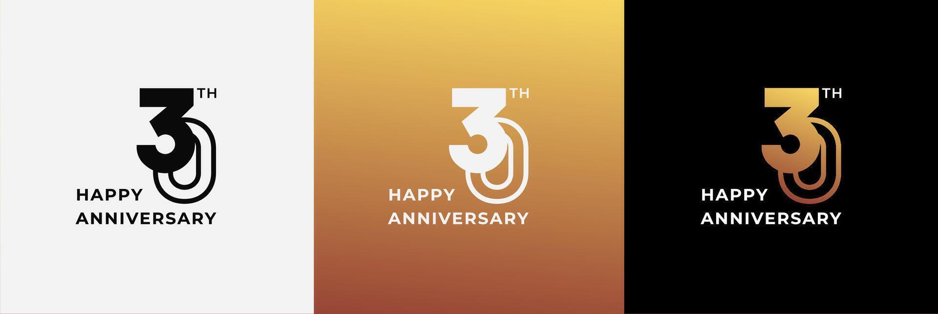 Logo 30th, 30 years anniversary, Creative design template for celebration, greeting and invitation. Editable file vector