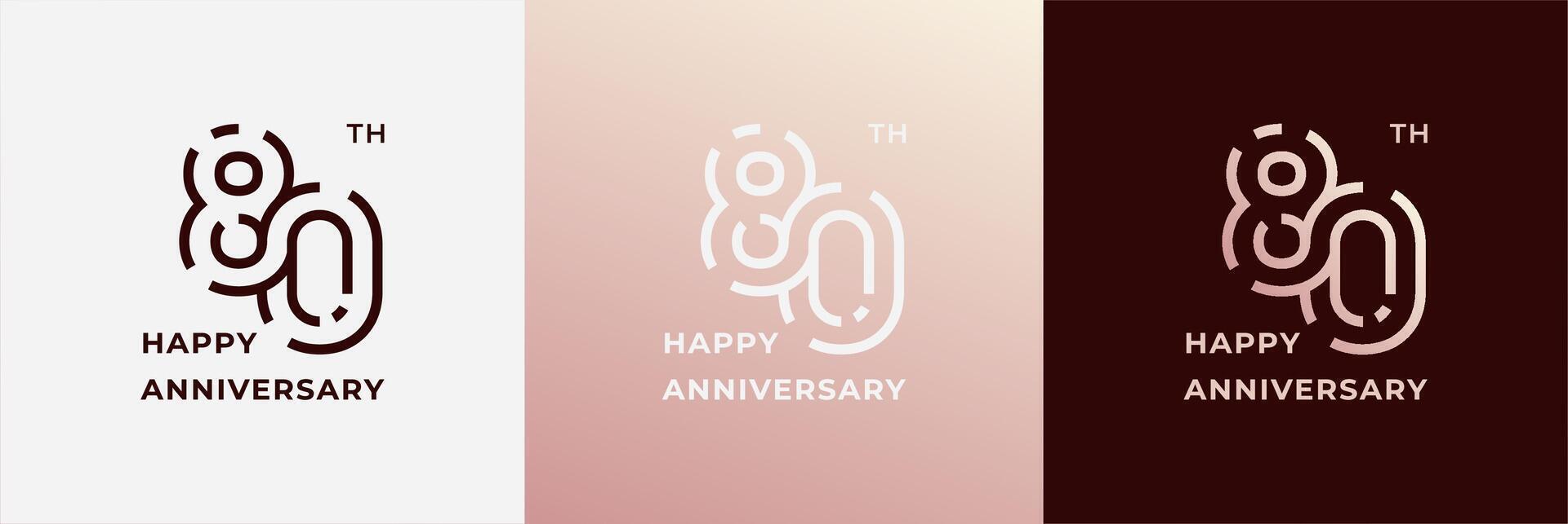 Logo 80th, 80 years anniversary, Creative design template for celebration, birthday, greeting and invitation. Editable file vector